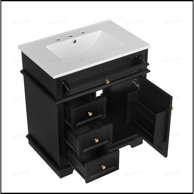 30" Bathroom Vanity With Three Drawers