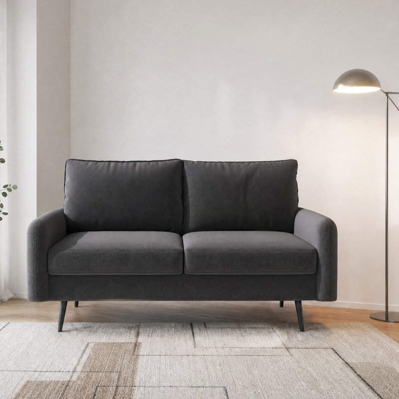 Causeuse Dotson, Velours gris