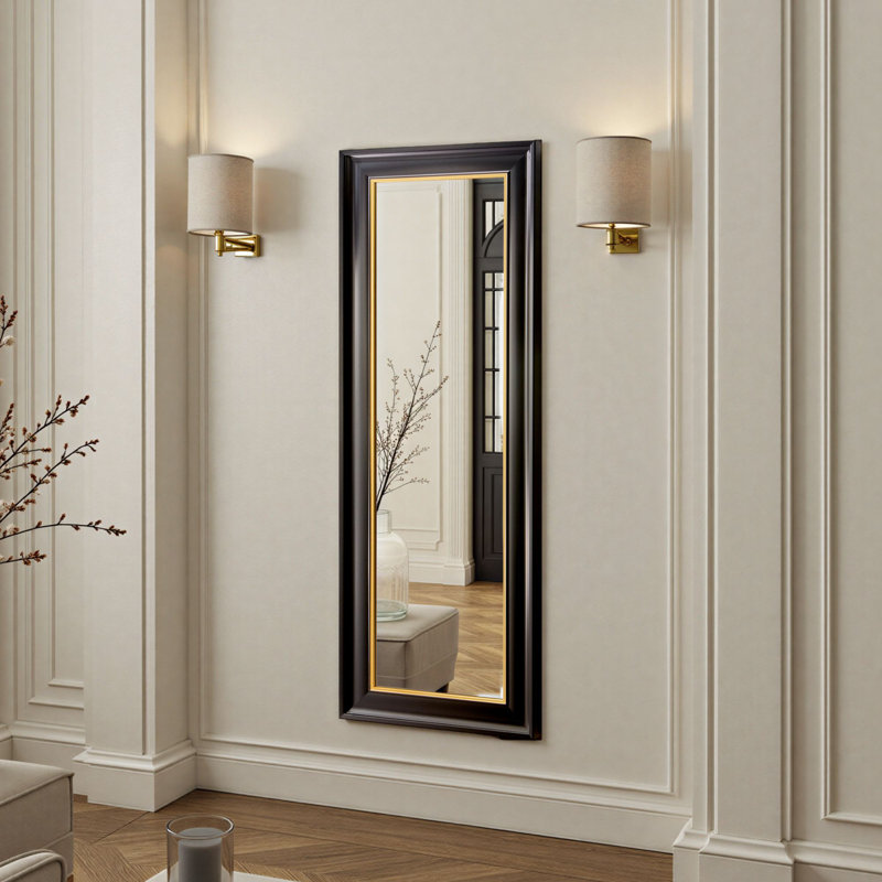 Georgian Tall Black Bevelled Mirror, 136cm x 59.5cm