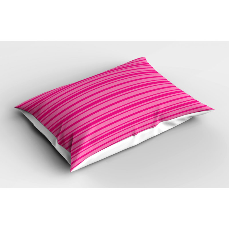 Hot Pink Striped Polyester Standard Pillow Sham