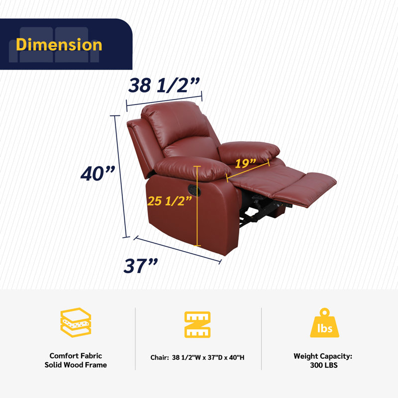 Fauteuil inclinable en cuir Ahart, Similicuir rouge