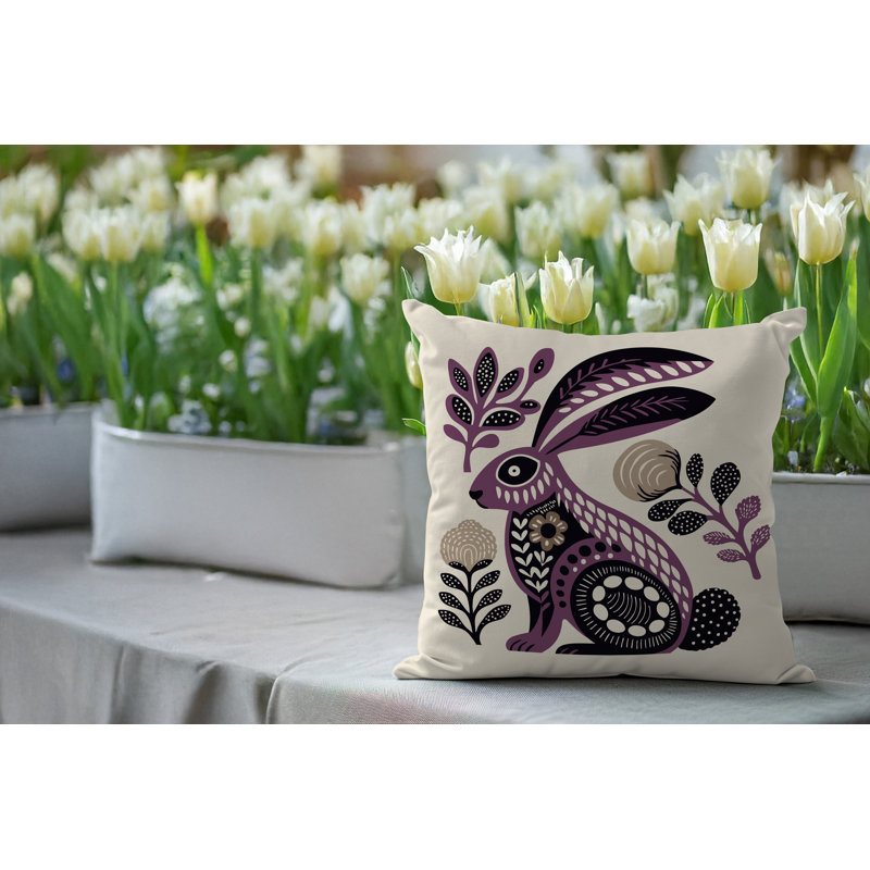Coussin intérieur / extérieur Timi Rabbit, Mauve, Carré 15 po