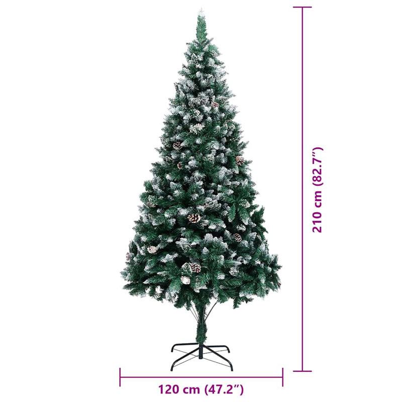 Artificial Christmas Tree with 300 LEDs with Stand, 6.89' H, Black