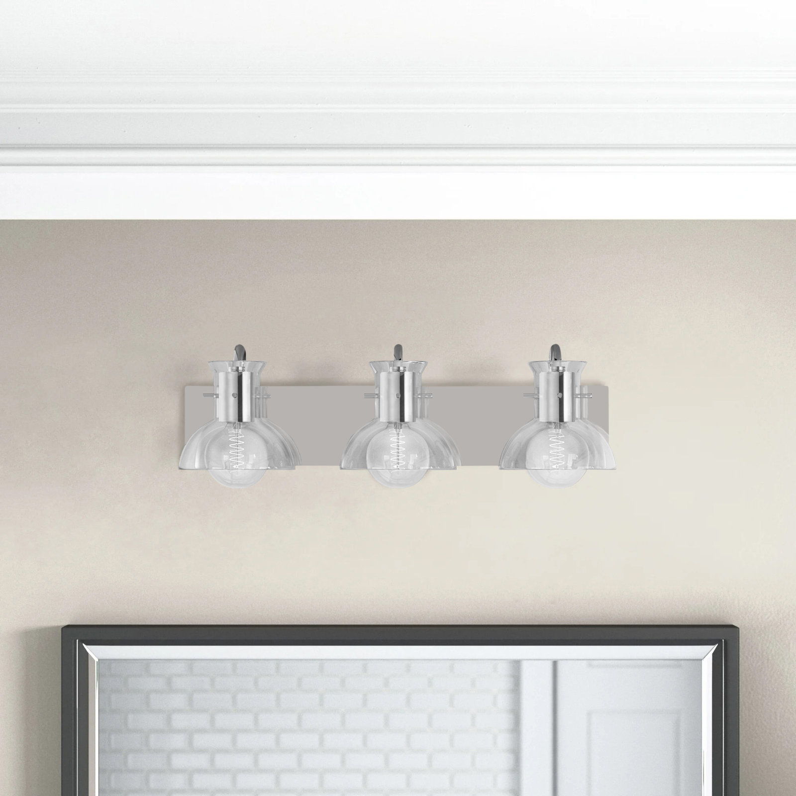 Luke 3 Light Transparent Vanity Light, Polished Nickel