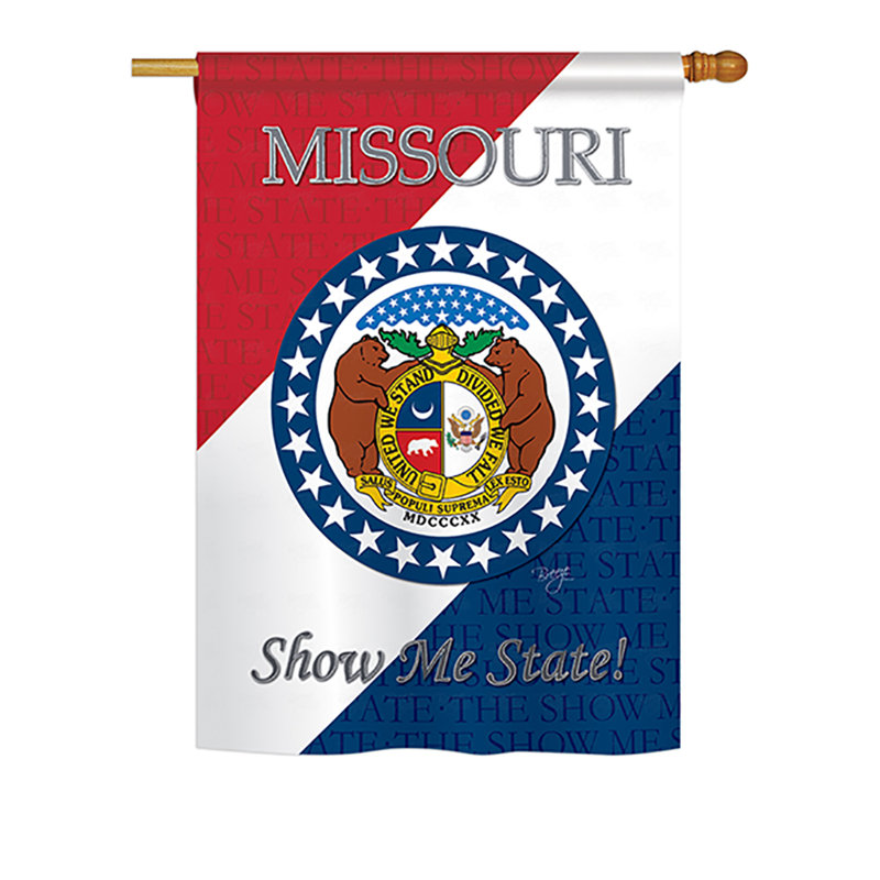 Drapeau de maison en polyester à 2 côtés US State, H 40 po x l 28 po, Missouri