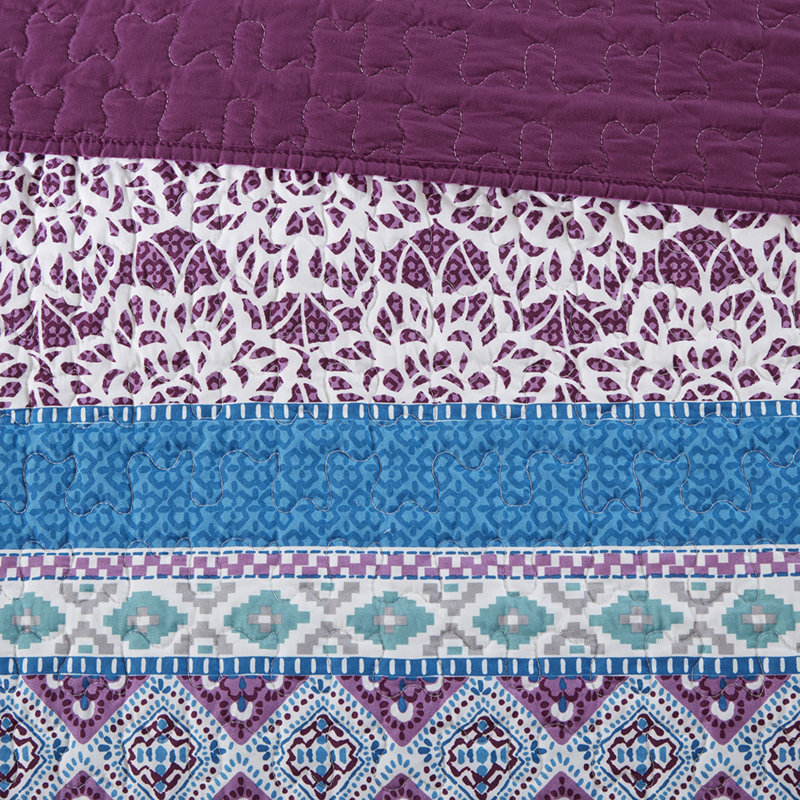Comfortable Cotton Bedding Set, Reversible Purple Boho Style For Home