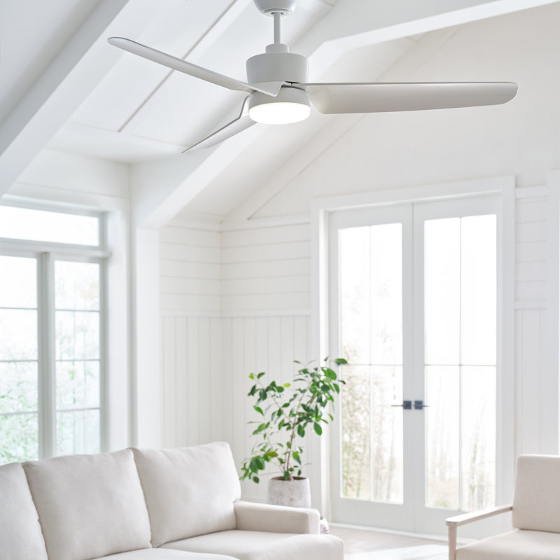Visual Comfort Fan Colgin 56 LED Indoor Ceiling Fan with Threaded Downrod, Matte White ABS blades and Handheld Remote