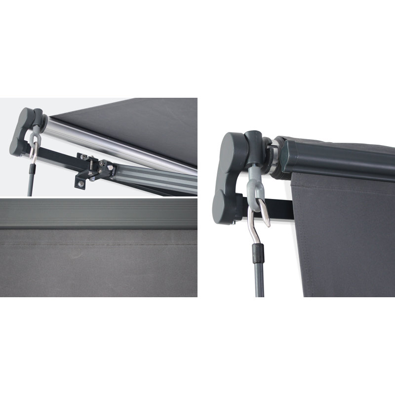 Dakota Fields 2.95cm W x 2cm D Metal Cover Retractable Patio Awning, Grey