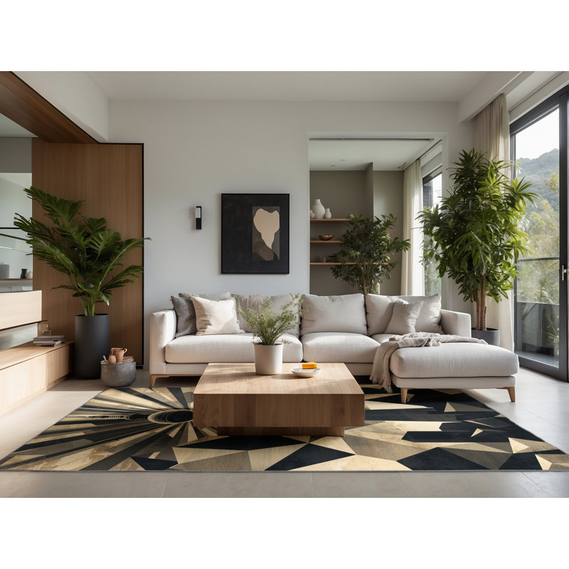 Soft Plush Collier Berlin Tv Tower Modern Geometric Area Rug in Gray – Gray Binding, 2x5