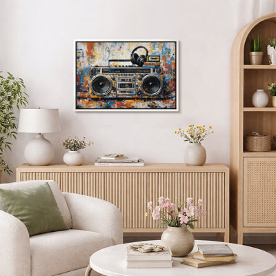 Boombox, impression de musique rétro, impression sur toile encadrée