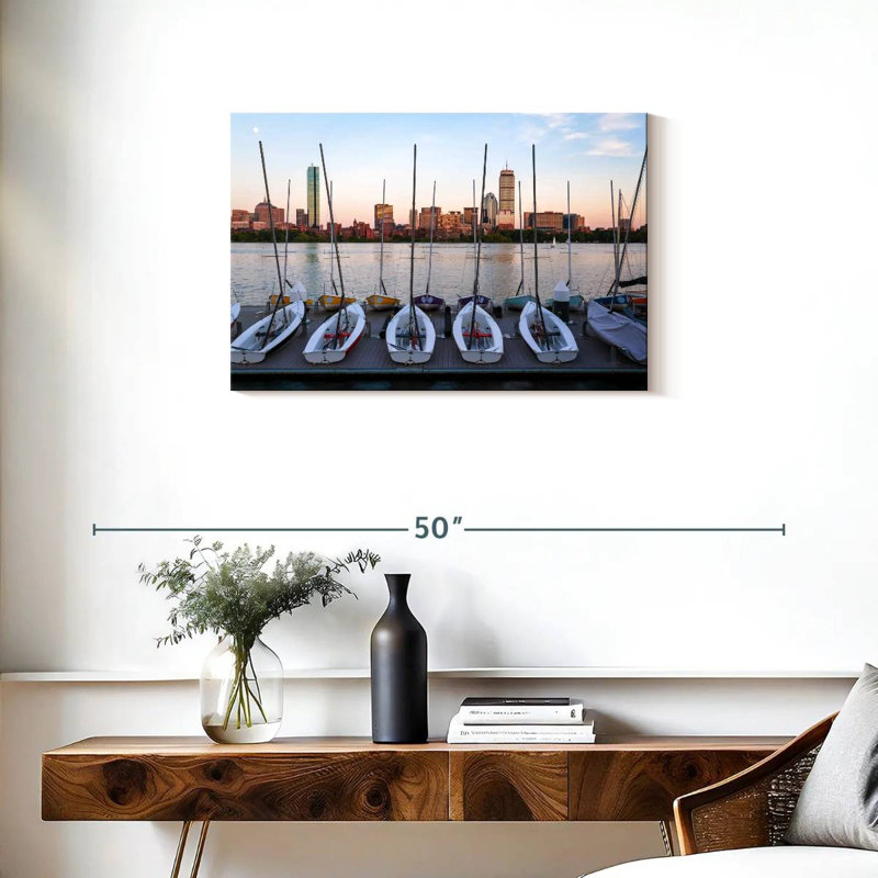 Mehar Sailboats Docked In Boston, 20" H x 30" W