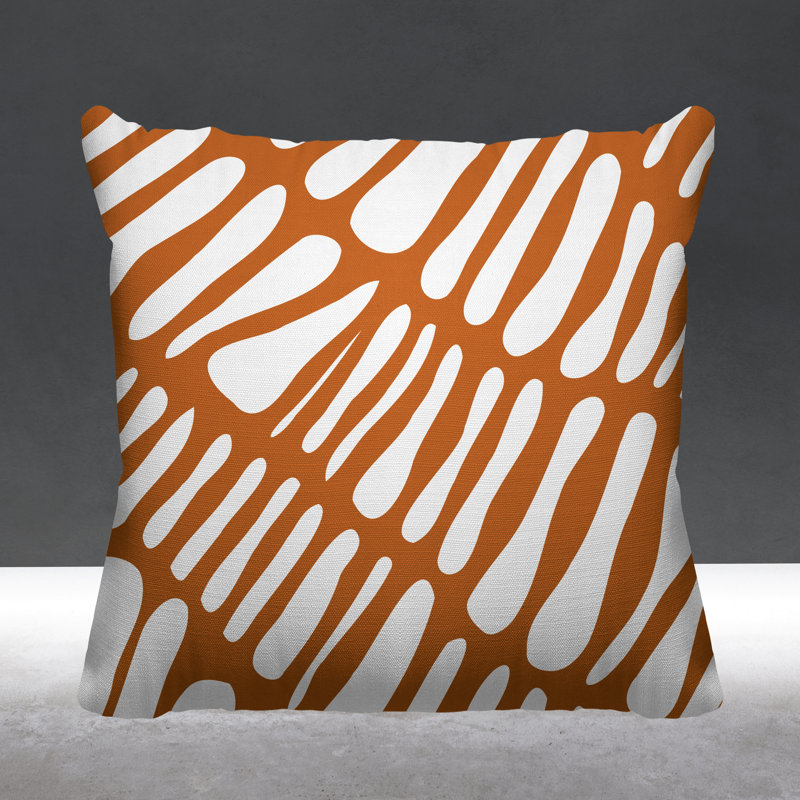 Coussin décoratif intérieur / extérieur Chase Tribal Abstract, Orange brûlé, L 19 po x H 19 po