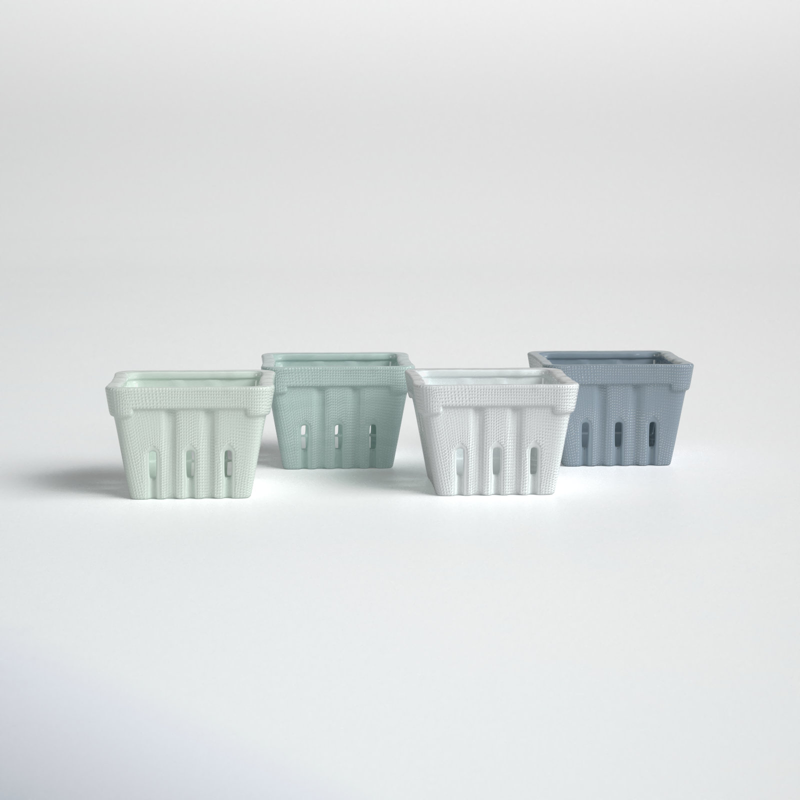 Ceramic Food Storage Container, White/ Gray/ Green/ Pale Green