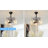 20" Modern  Matte Black Ceiling Fan w Metal Frame Glass Shade, 5 Light 3 Fan Speed w Remote Control
