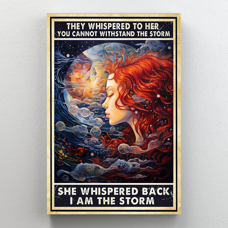 «Ginger Haired Mermaid Under Water - She Whispered Back I Am The Storm», reproduction d'art graphique sur toile
