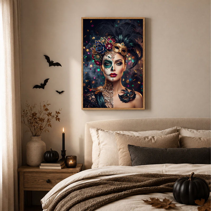 «Woman with Sugar Skull Mak Art», H 48 po x l 36 po