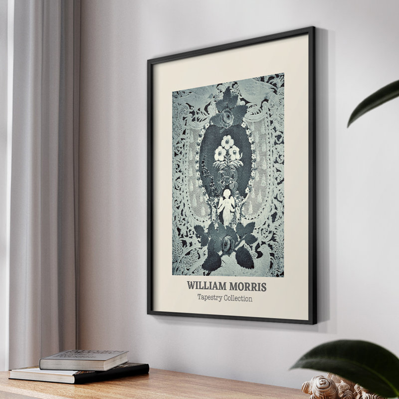 William Morris, reproduction encadrée CXL, H 14 po x l 11 po, Noir