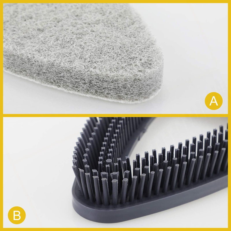 Brosse à récurer pour carrelage de baignoire 2 en 1 Brosse de nettoyage Pole Stiff Bristles Tampons à récurer pour le nettoyage de la cuisine de la salle de bain