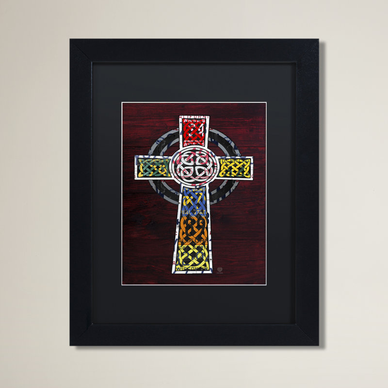 « celtique cross », impression encadrée, H 14 po x l 11 po x P 0,5 po, Noir