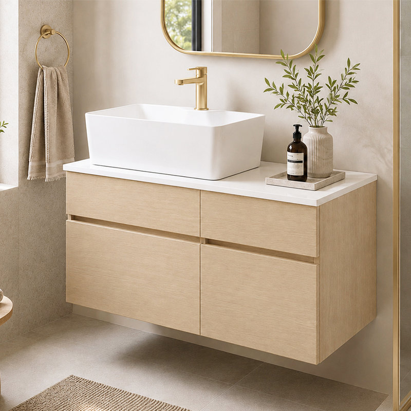 Ensemble de meuble-lavabo mural 31,5 ", Bois