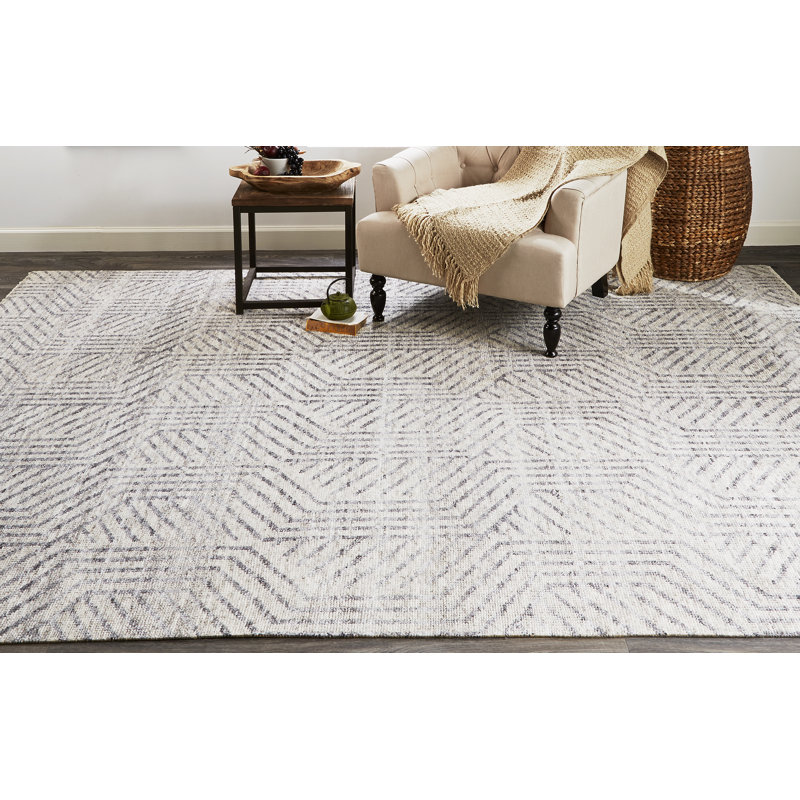 Vivien Hand Knotted Wool Geometric Area Rug, Rectangle 10' x 14'