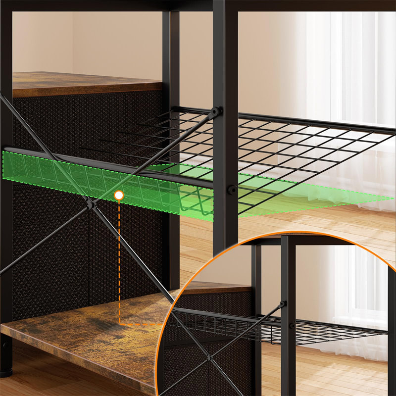 L-Shaped Metal Base Computer Desk, Rustic Brown
