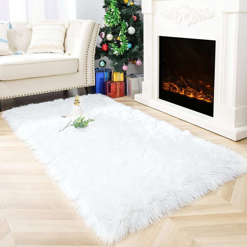 Ismene Rectangle Shag, White, Rectangle 100 x 180 cm