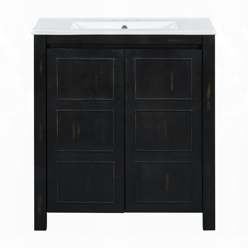Meuble-lavabo moderne avec cadre en bois, Espresso