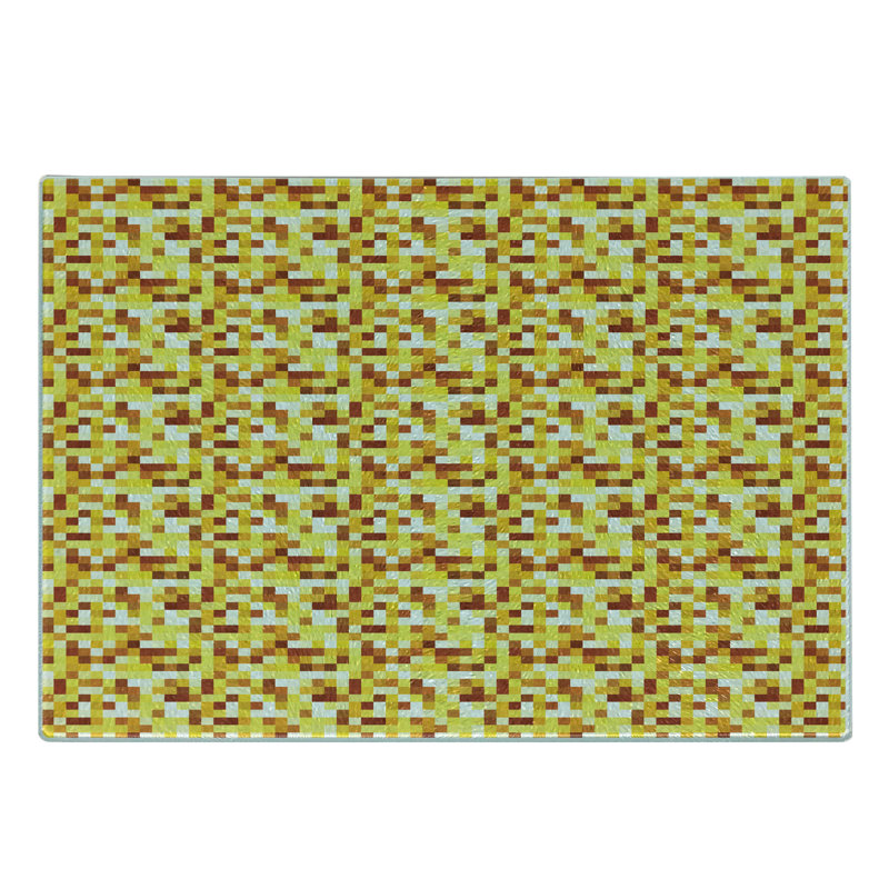 Ambresonne abstrait planche à découper en verre trempé Pixel art carrés grunge pastel jaune paprika