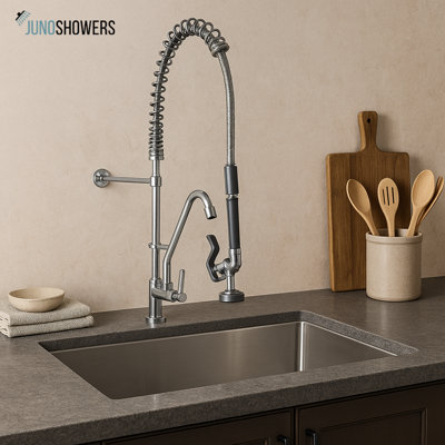 Juno Commercial Restaurant Pre Rinse Faucet Chrome Finish Single Handle Kitchen Faucet