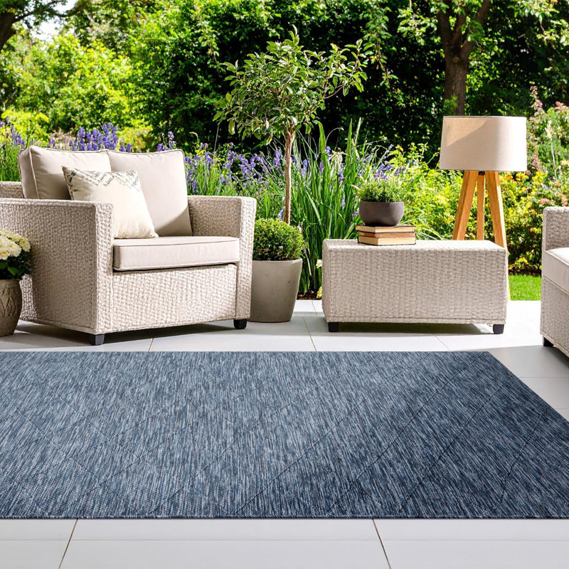 Modern Outdoor Geometric Area Rug, Non-Slip Washable Carpet, Rectangle 8' x 10'