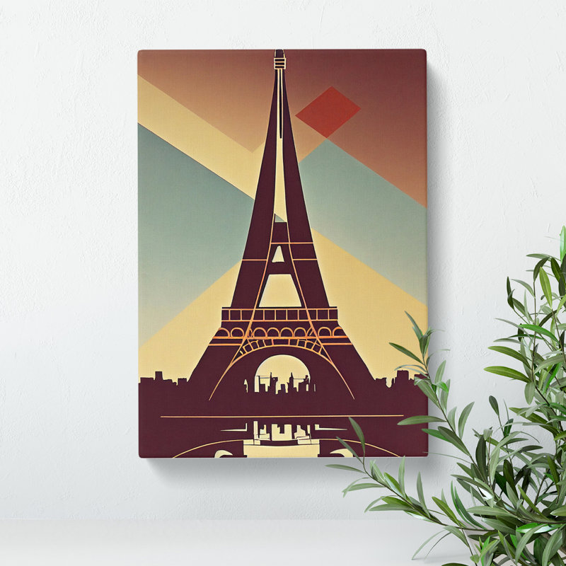 Eiffel Tower Art Deco No.2 - Wrapped Canvas Print, 60cm H x 40cm W x 3cm D, Wrapped Canvas