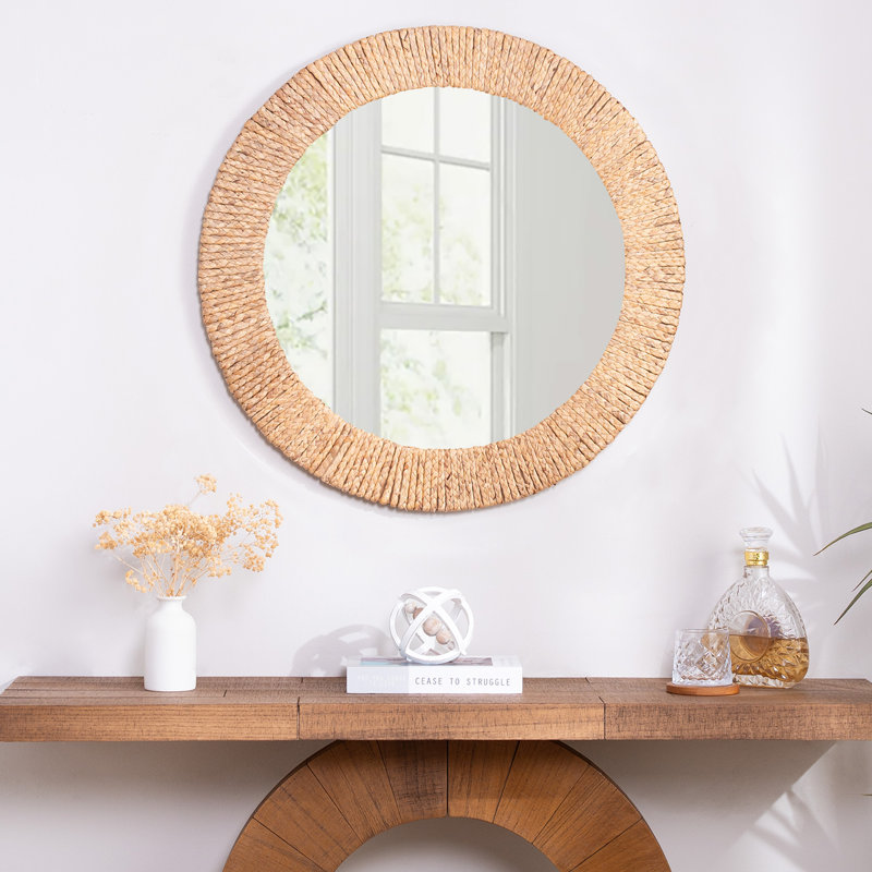 Straw Ropes Wall Mirror, 30" x 30", Natural