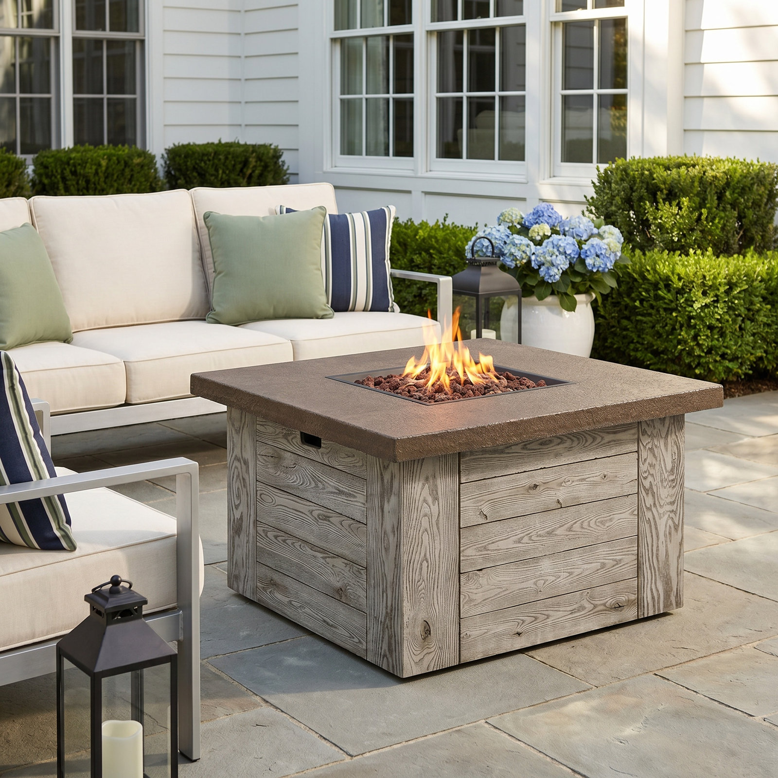 Square Concrete Fire Pit Table