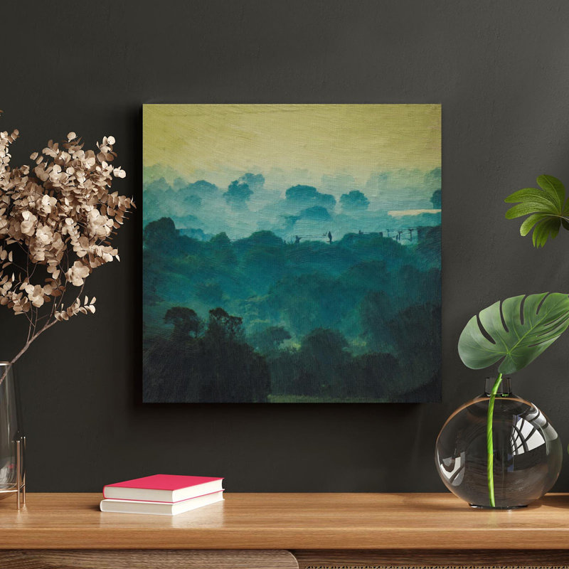 «Green Trees Under Blue Sky», reproduction d'art rectangulaire sur toile tendue 1 pièce, H 32 po x l 32 po
