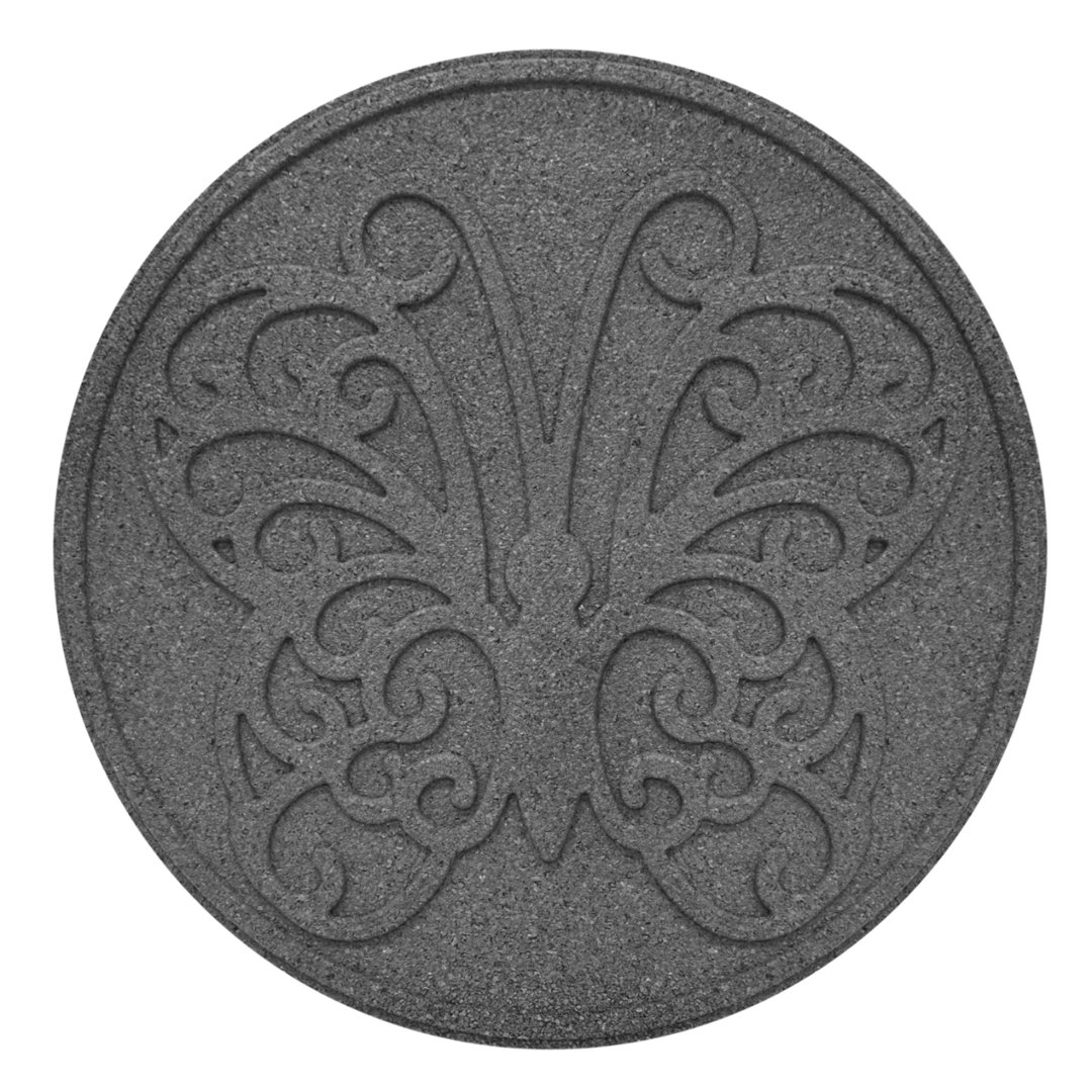 Garden Central 18" x 18" Butterfly Round Stepping Stones in Grey, 4-pack Multy Home