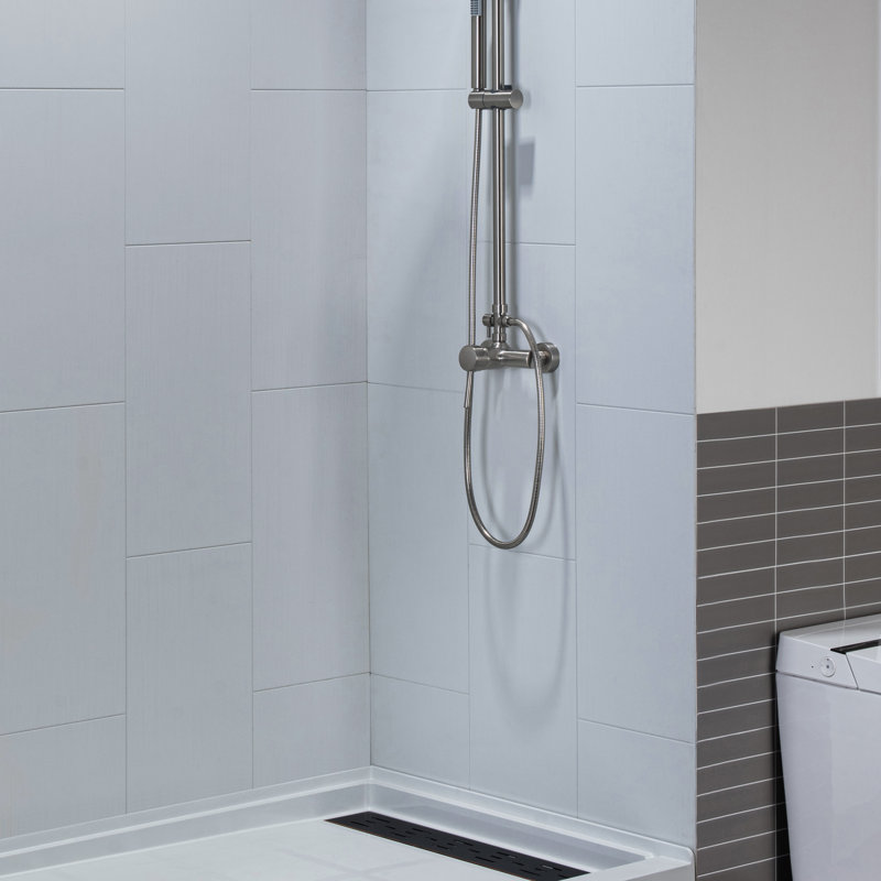 Matte White Composite Alcove Shower Wall Panels, 75" H x 60" W