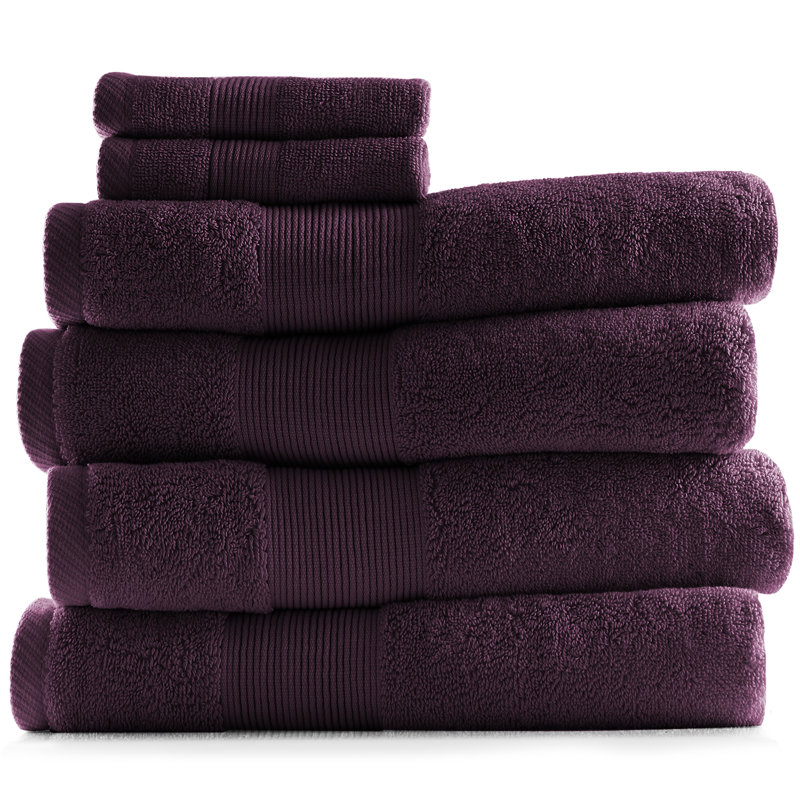 Danni-Leigh 6 Piece 100% Cotton Towel Set., Purple Eggplant, 6-pack Bath Towel Set
