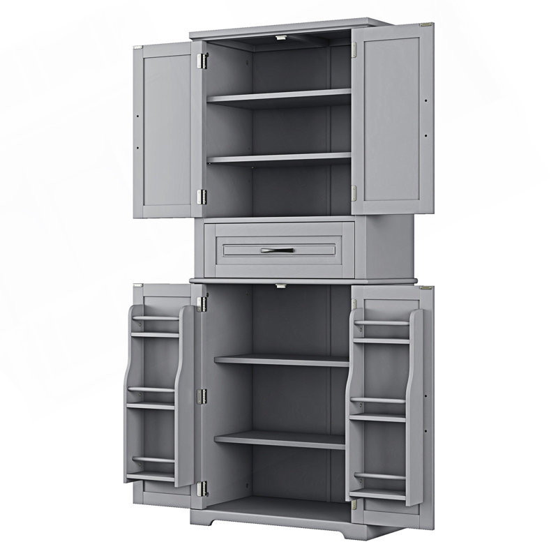 Armoire de rangement pour salle de bain avec espace de rangement multifonctionnel, armoire d'appoint, Gris