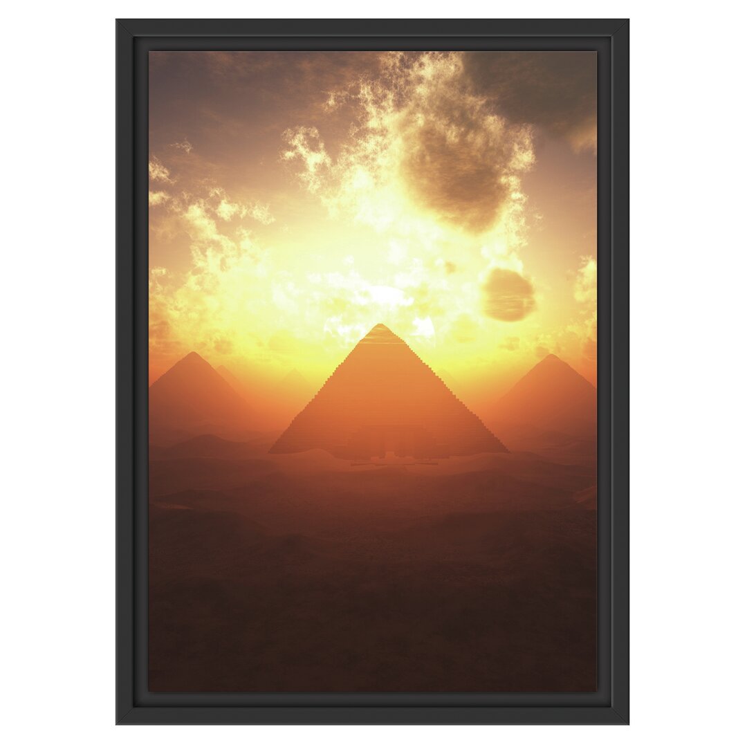 Gerahmtes Wandbild PyramidenSonnenuntergang