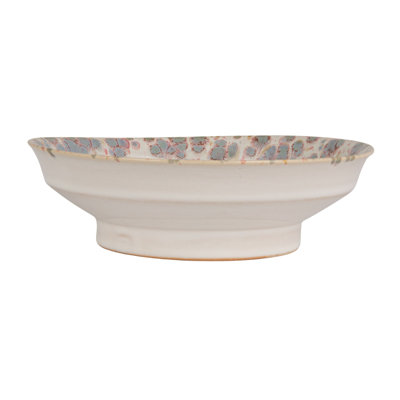 Round Reactive Glaze Stoneware Footed Bowl