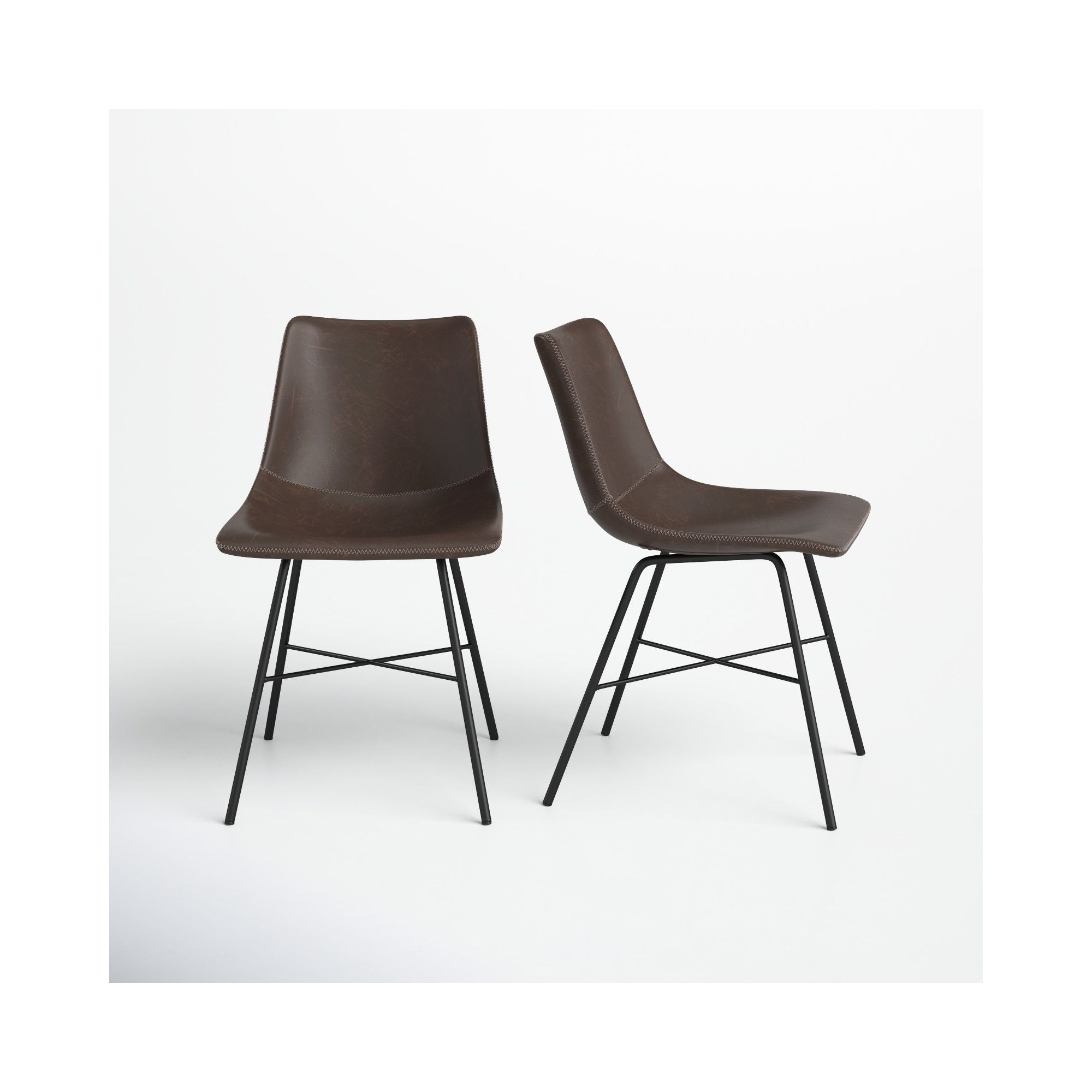 Bela Leather Dining Chair, Brown Faux Leather