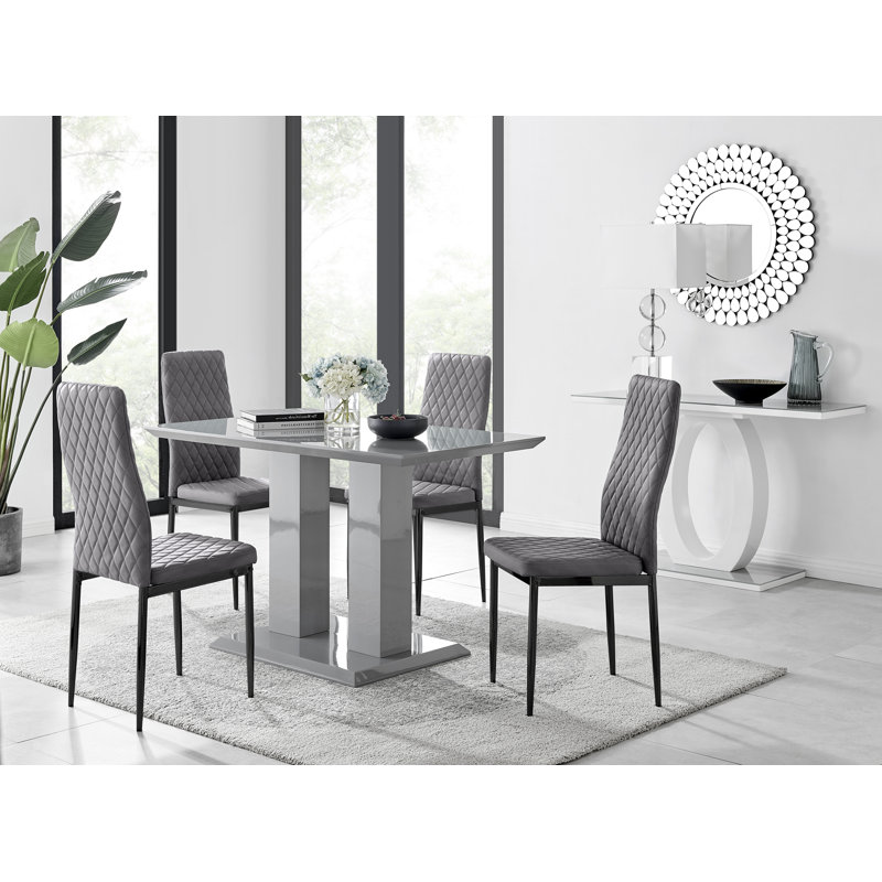 4 - Person Dining Set, Grey/Black