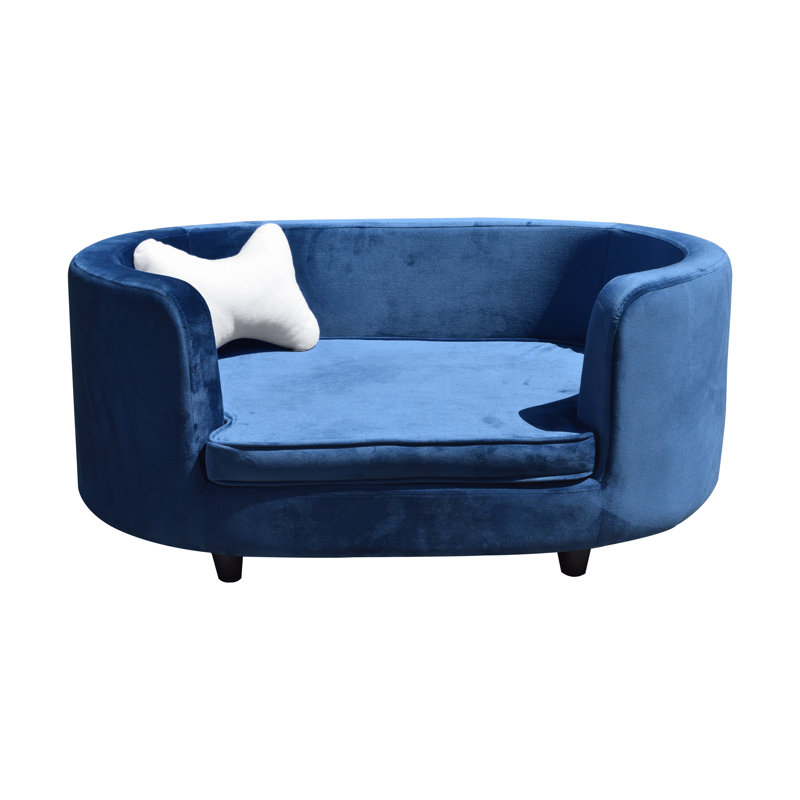 Hagedorn Orthopedic Velvet Pet Bed, Navy Blue