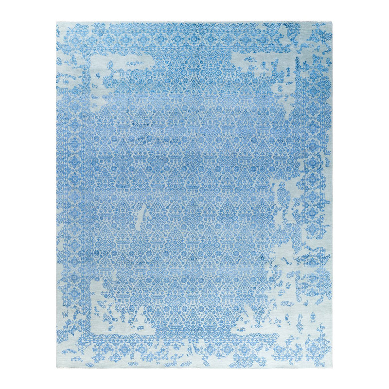 Tapis unique noué à la main mauve Lynze 8 pi 0 po x 9 pi 10 po Lynze
