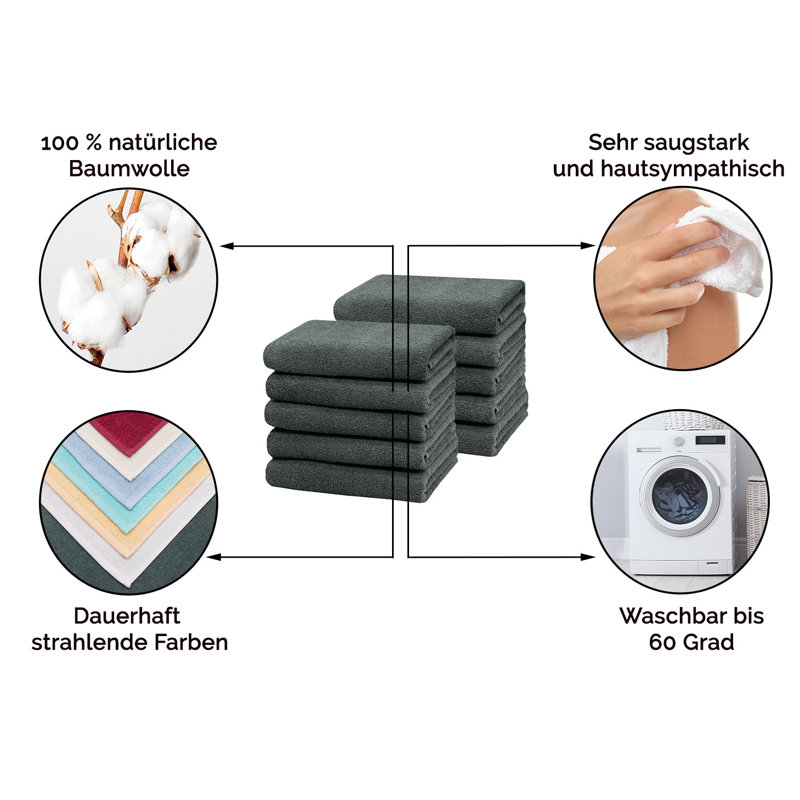 Midweight Hand Towel, Anthracite