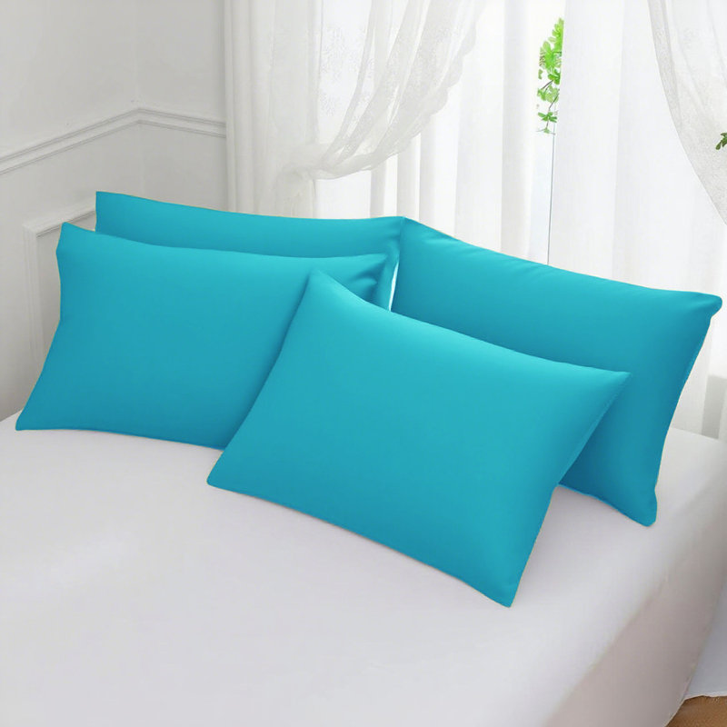 Plush Brushed Microfiber Pillowcases 4 Pack - Wrinkle Fade Stain-Resistant Envelope Style 20x30 Inches​, Blue