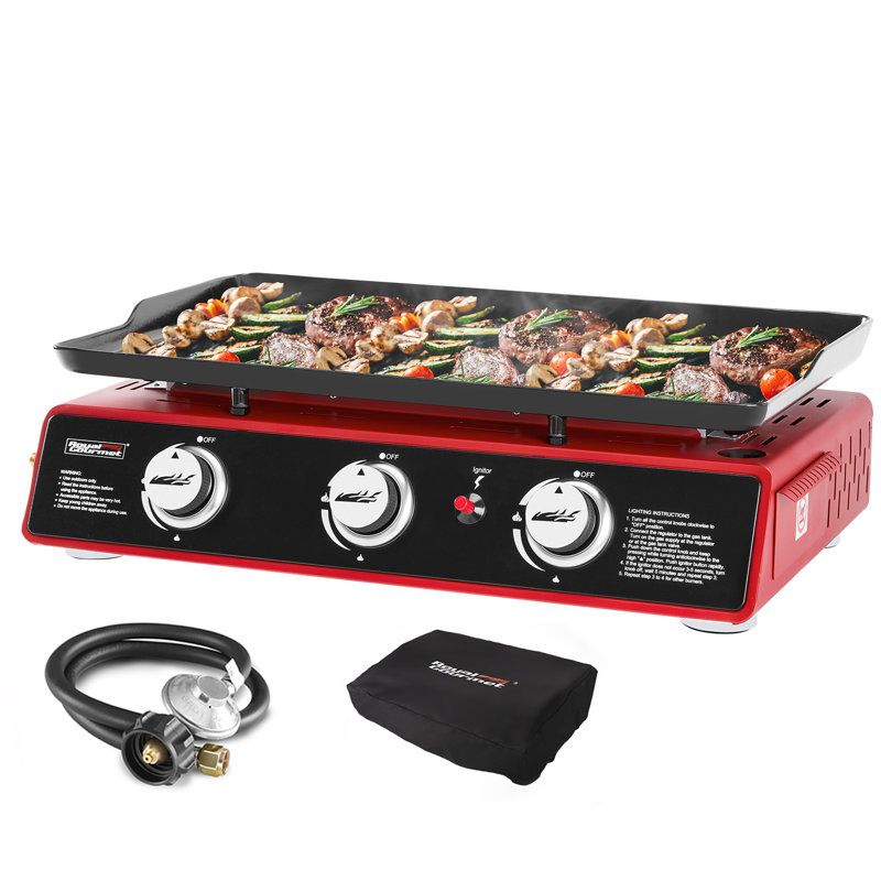Royal Gourmet 3 - Burner Portable Liquid Propane Gas Griddle, Red