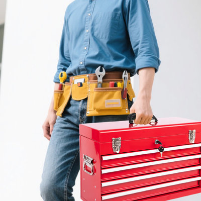 21 - Inch, Heavy Duty Tool Chest, Red, 4 Drawers, Padding, Locking, Portable, Organization Portable Box, Liners, Secure Storage