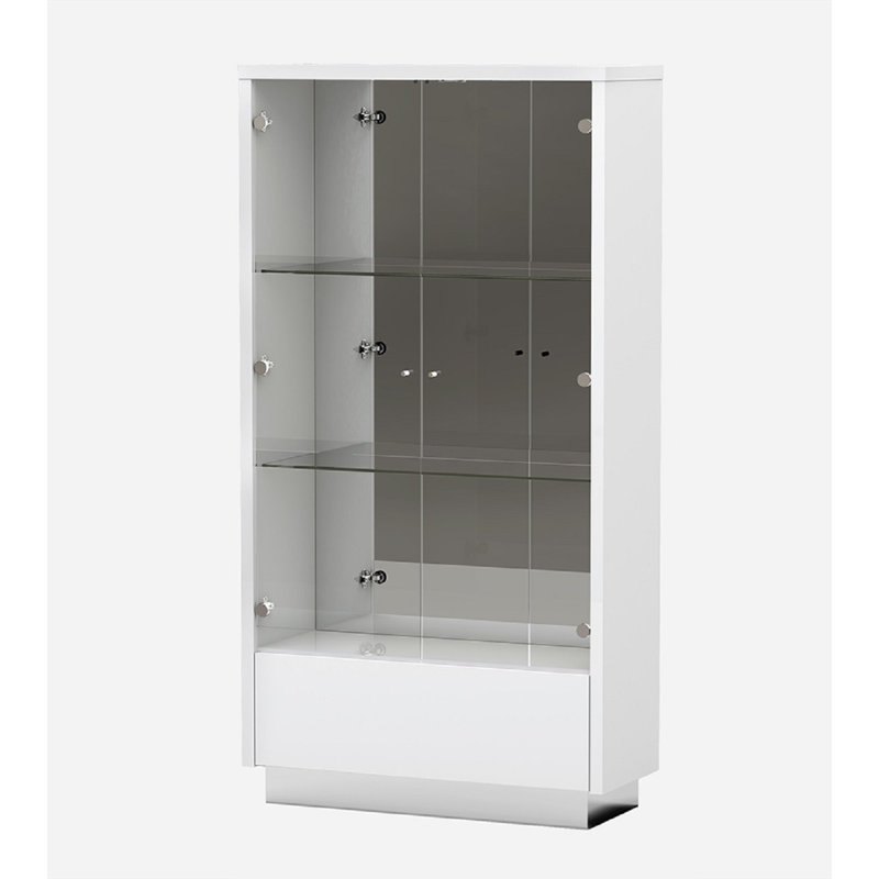 68" Dayhsaun Silver And White Display Stand With One Drawer, White